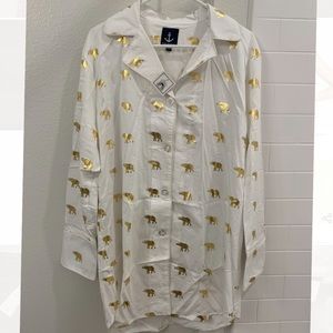 TOSS DESIGNS Elephant Print Night Shirt  L/XL